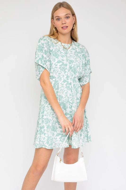 Kimono Sleeve Floral Print Dress Discounted mini dresses