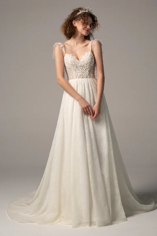 A-Line Court Train Lace Wedding Dress CW2378 Chic Wedding Gown