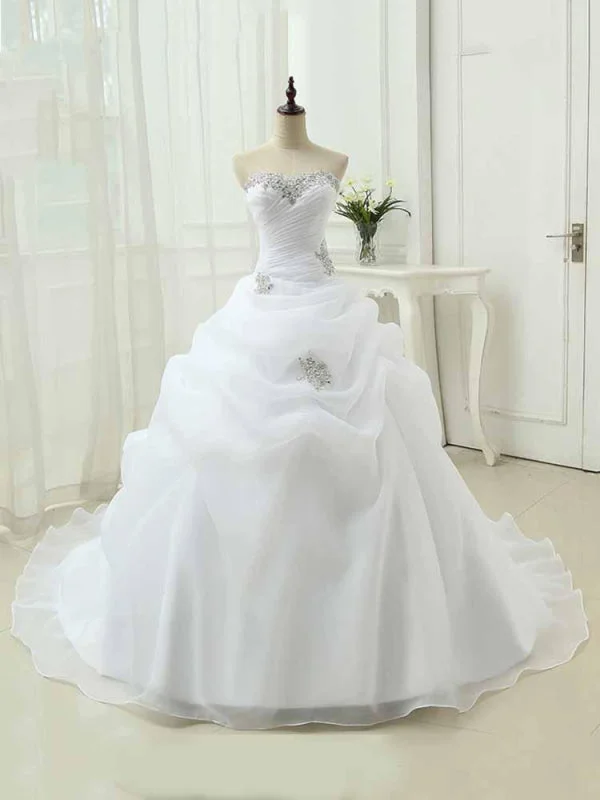 Gorgeous Sweetheart Ruffles Wedding Dresses Satin Lace Gown