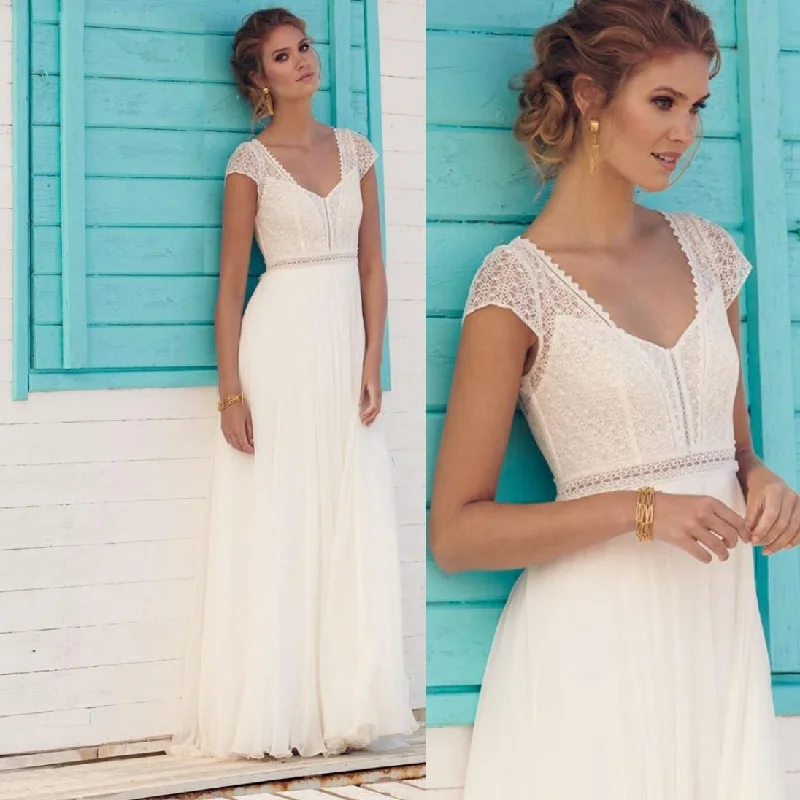 Illusion Lace A-Line Wedding Dress Off-shoulder Bridal Dress