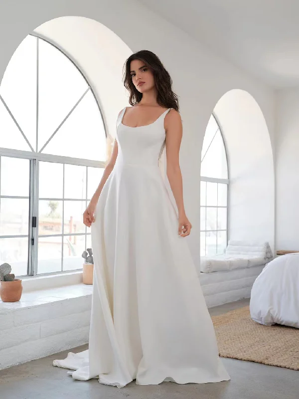 Newest 2022 Simple Wedding Dresses, A-line Fashion Bridal Gowns, High Quality Wedding Gowns A-line Bridal Dress