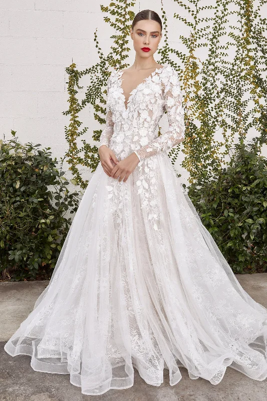 **Yvaine's Ethereal Floral Embrace: A Bridal Masterpiece** Wedding Dress Long