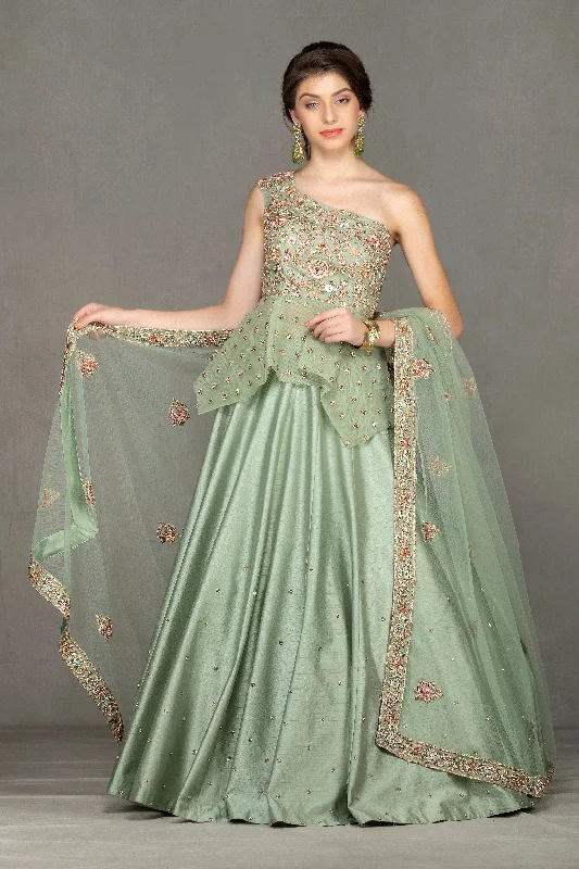 Olive Green Peplum Lehenga Festival unclassified skirts