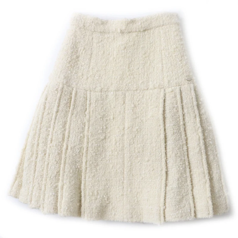 Chanel Tweed Skirt Wool Nylon Silk Ivory 36 Chic unclassified skirts