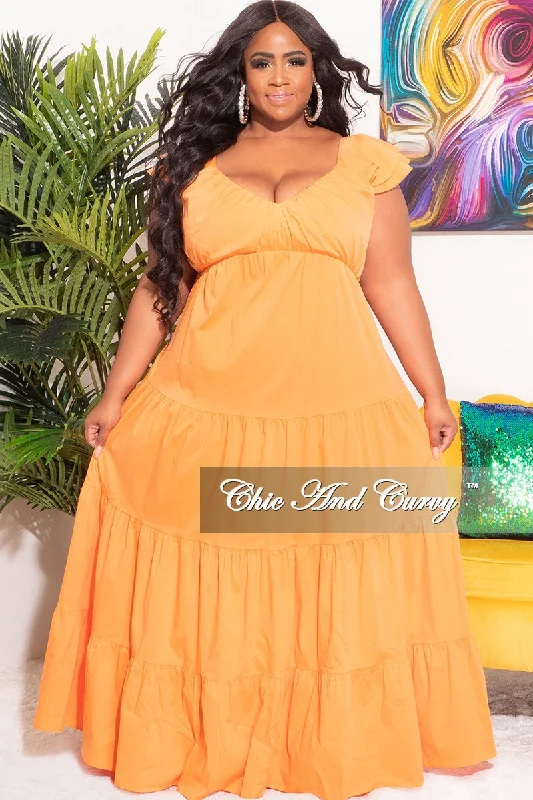 Final Sale Plus Size 3 Layered Maxi Dress in Apricot Best maxi dresses for elegant looks