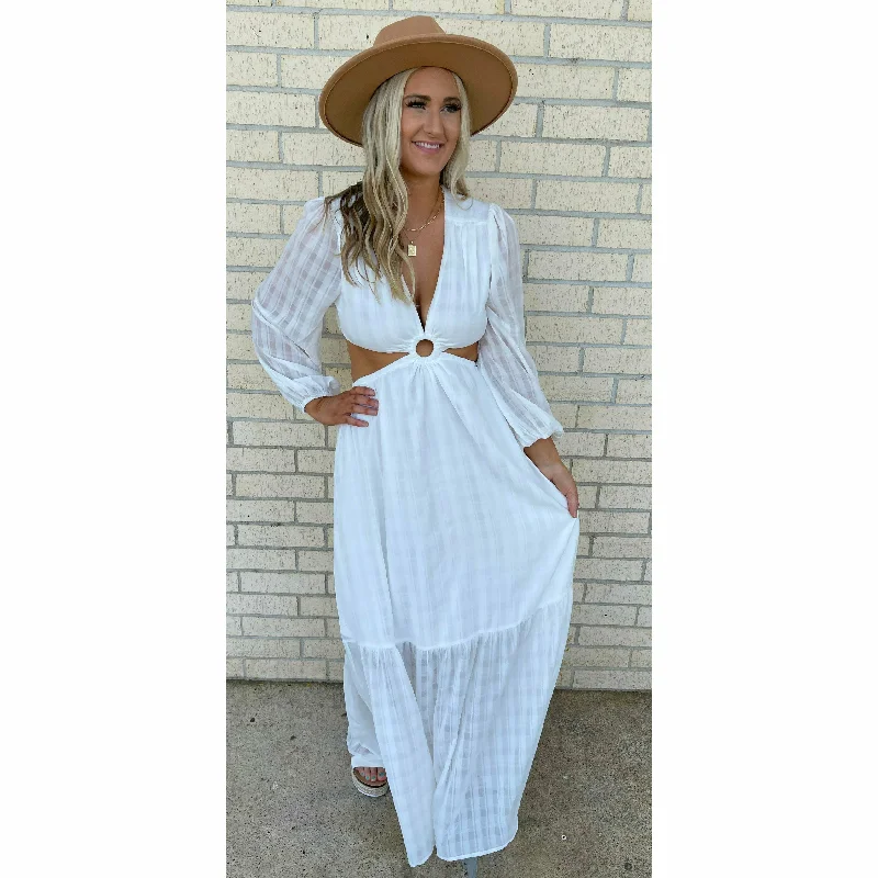 Destin White Cut-out Maxi Dress Halter maxi dresses