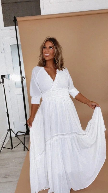 ECB Exclusive: Most Admired Maxi Dress , White Smocked maxi dresses