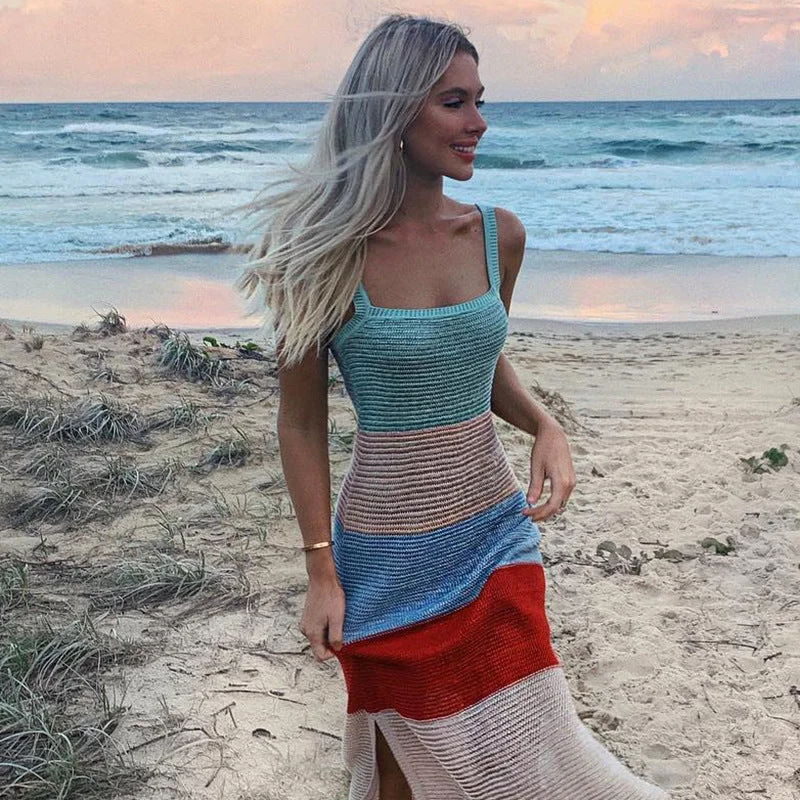 Pretty Sweet Colorblock Crochet Maxi Dress - FINAL SALE A-line maxi dresses