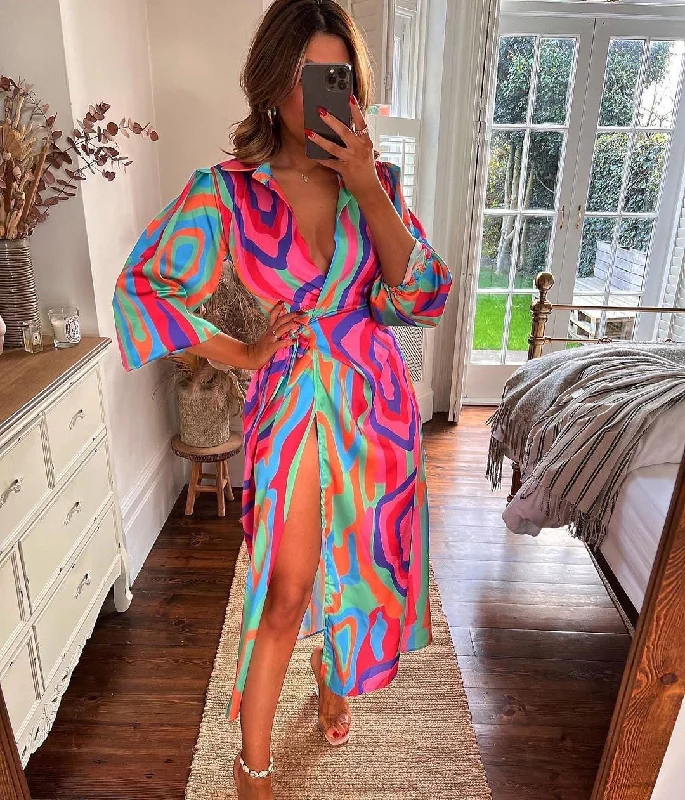 Ravi Printed Long Sleeve Wrap Maxi Dress - FINAL SALE Forever 21 maxi dresses