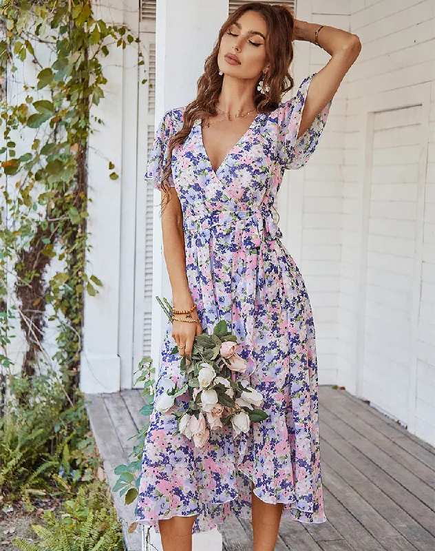 There She Goes Floral Ruffle Maxi Dress Long sleeve maxi dresses