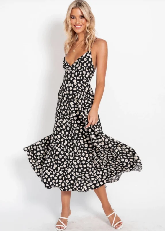 Torrie Polka Dot Tie Front Maxi Dress - Black - FINAL SALE Summer maxi dresses