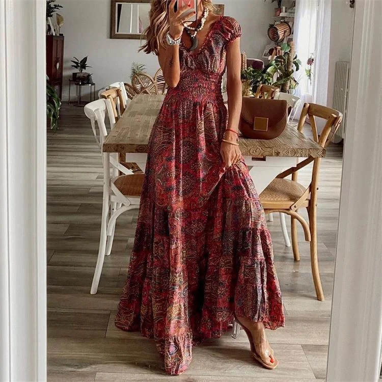 Turned Season Smocked Puff Sleeve Maxi Dress - FINAL SALE Budget-friendly maxi dresses