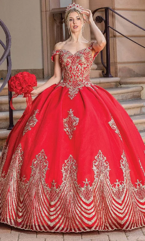 Dancing Queen 1681 - Embroidered Off Shoulder Ballgown Best party dresses for curvy figures