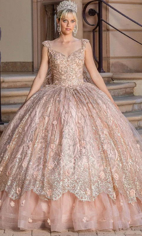 Dancing Queen 1692 - Cap Sleeve Glitter Quinceanera Ballgown Satin party dresses