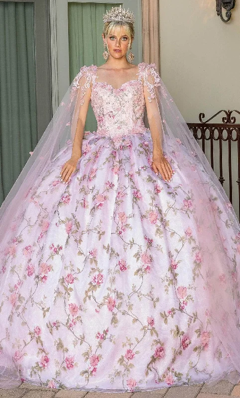 Dancing Queen 1715 - Sweetheart Floral Printed Ballgown Ruffled party dresses