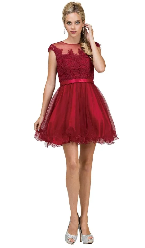 Dancing Queen - 2153 Illusion Jewel Floral A Line Cocktail Dress Cocktail party dresses