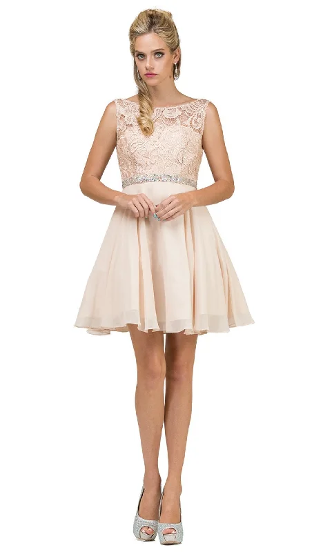 Dancing Queen - 9659 Illusion Lace Bodice Cocktail Dress Preppy party dresses