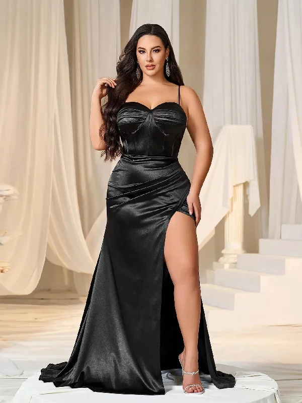 Plus Spaghetti Straps Corset Bodice Mermaid Hem Satin Slip Party Dress Fashion Nova party dresses