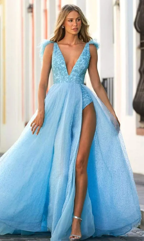 Sherri Hill - 54791 Plunging V-Neck Beaded Ball Gown Flattering party dresses for all body types