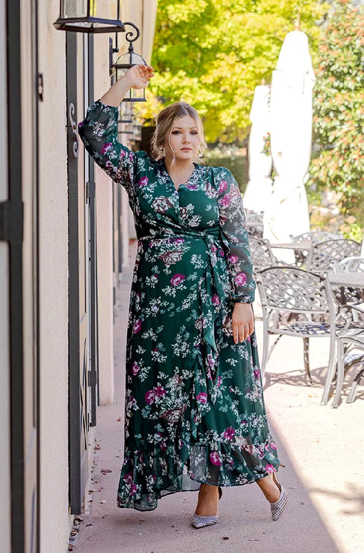 Melanee Pine Floral Wrap Dress - DM Exclusive - Maternity Friendly - Nursing Friendly - Restocked Formal floral dresses