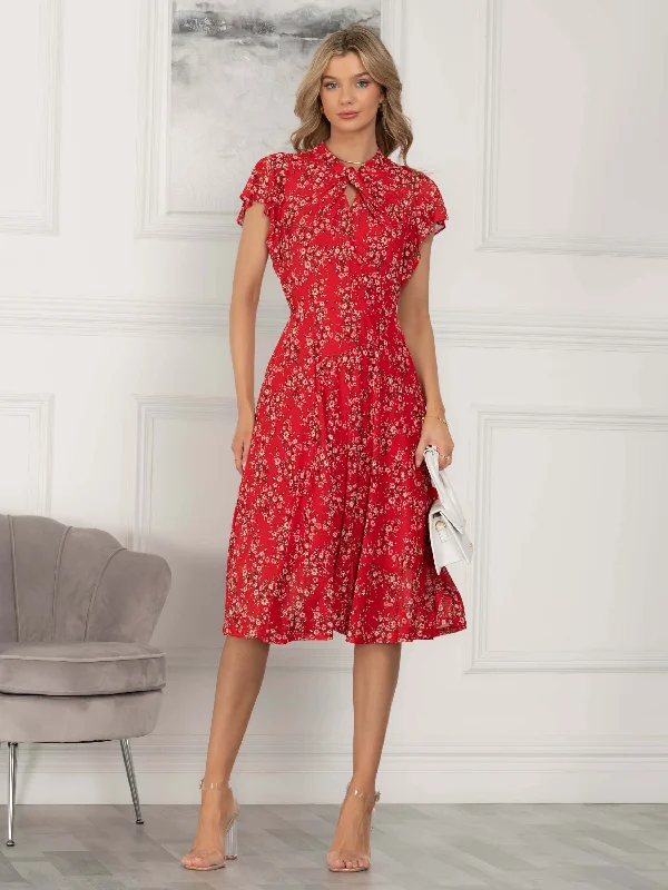 Jolie Moi Luella Floral Print Mesh Dress, Red Floral Revolve floral dresses