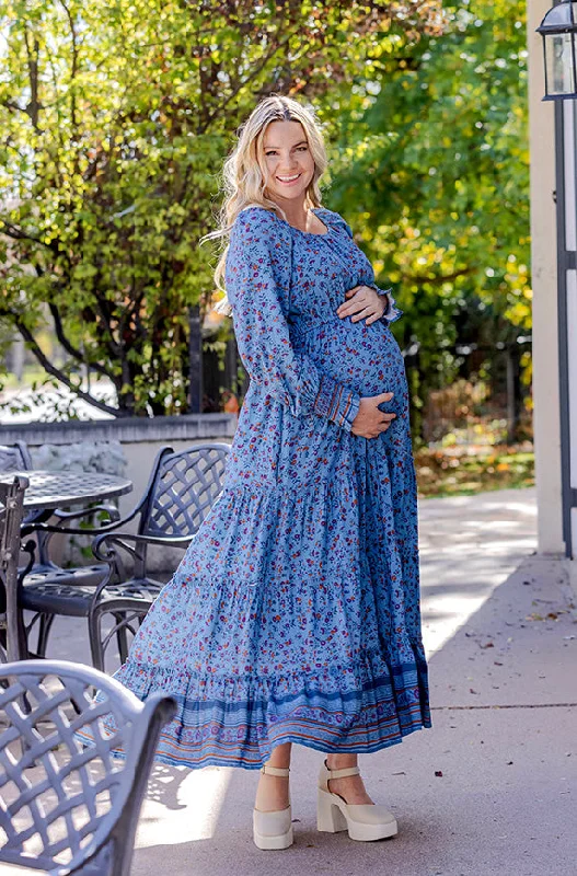 Kali Blue Floral Dress - DM Exclusive - Maternity Friendly Chic floral dresses