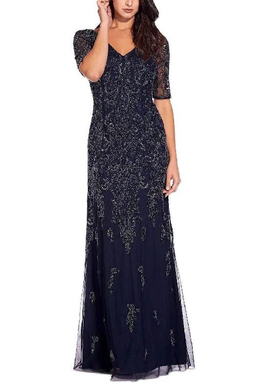 Adrianna Papell AP1E206462 P - Embellished Sheath Evening Dress Denim unclassified dresses