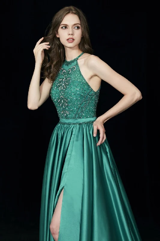 Angela & Alison - Sleeveless Embellished Waistband Slit Gown 81015SC Fall unclassified dresses