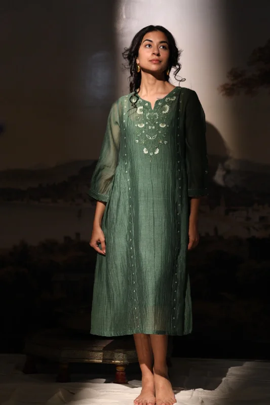 Bottle Green juhi yoke dress Pastel unclassified dresses