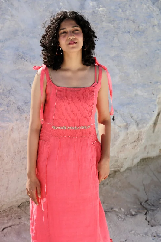 Coral pink shoulder tie dress Graduation unclassified dresses