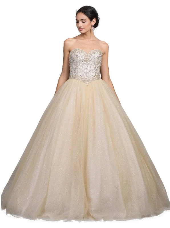 Dancing Queen - 1226 Strapless Bejeweled Sweetheart Quinceanera Ballgown Color block unclassified dresses