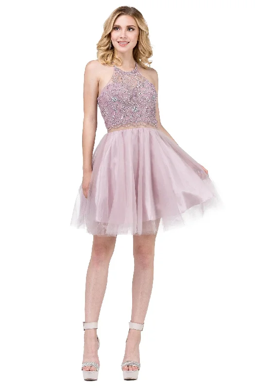 Dancing Queen - 3087 Embellished Halter A-Line Dress Sleeveless unclassified dresses