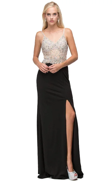 Dancing Queen 9650 - Beaded Top V-Neck Prom Gown Holiday unclassified dresses