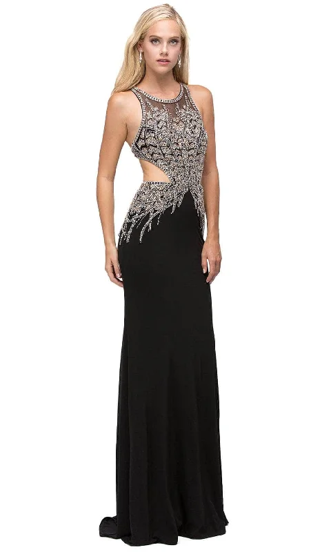 Dancing Queen 9736 - Racer Back Beaded Prom Gown Lightweight unclassified dresses