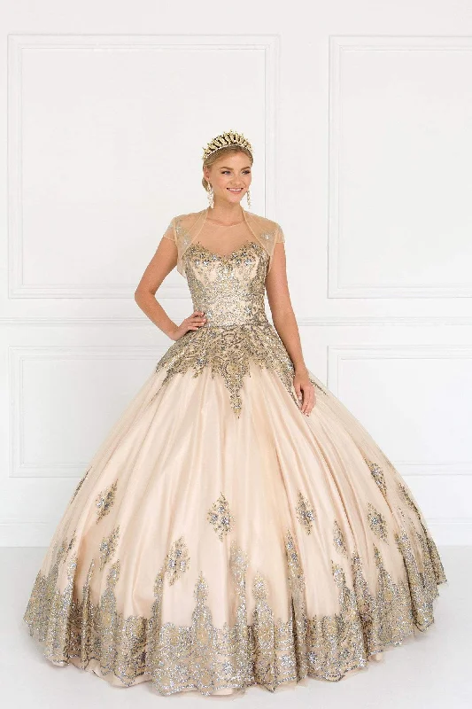 Elizabeth K GL1590- Illusion Jewel Embellished Ballgown Stylish unclassified dresses