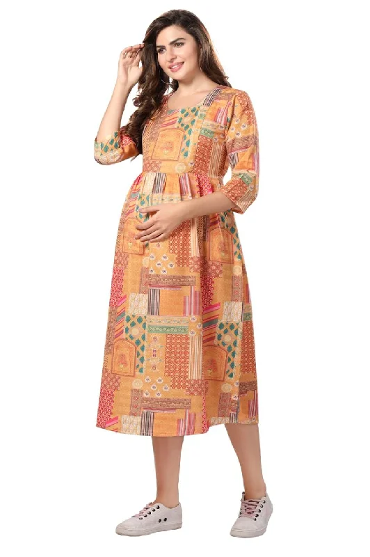 Festive Orange Feeding Dress A-line unclassified dresses