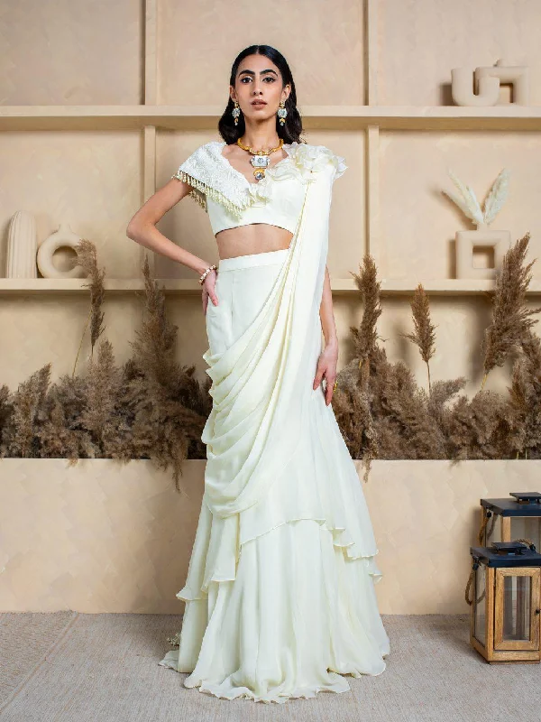 Fish Cut Drape Saree with Pearl Blouse Club unclassified dresses