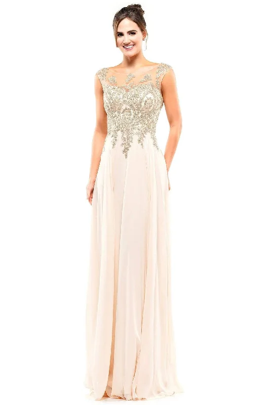 Glow Dress - G853 Illusion Embellished Bod Flowy Chiffon Dress Wedding guest unclassified dresses