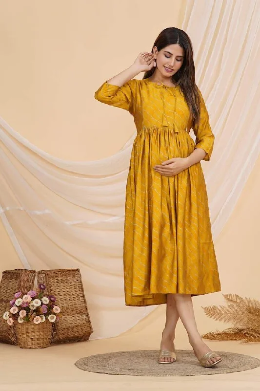 Golden Yellow Leheriya Nursing Dress Festival unclassified dresses