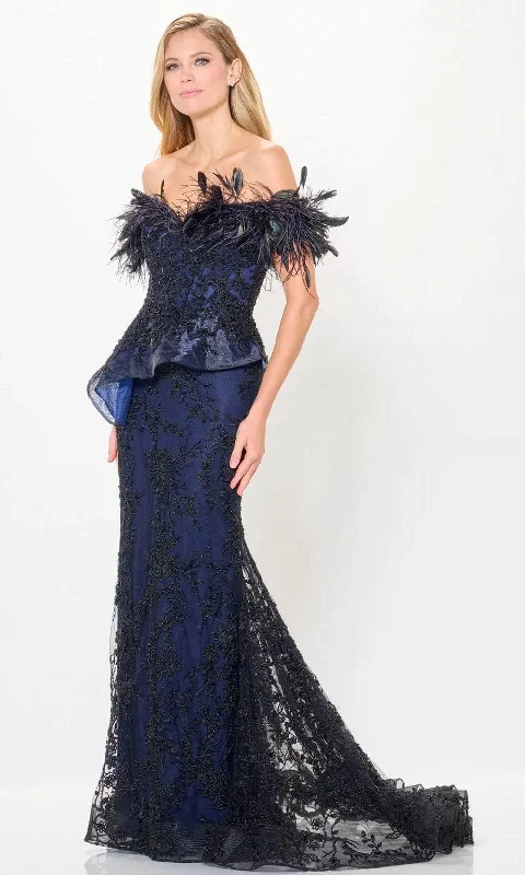 Ivonne D ID6208 - Feather Trimmed Evening Gown Silk unclassified dresses