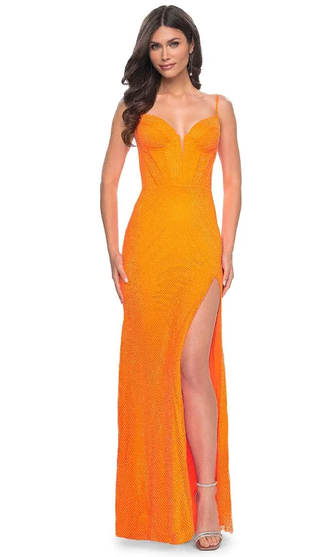 La Femme 32427 - Sleeveless Deep V-Neck Prom Gown Bright color unclassified dresses