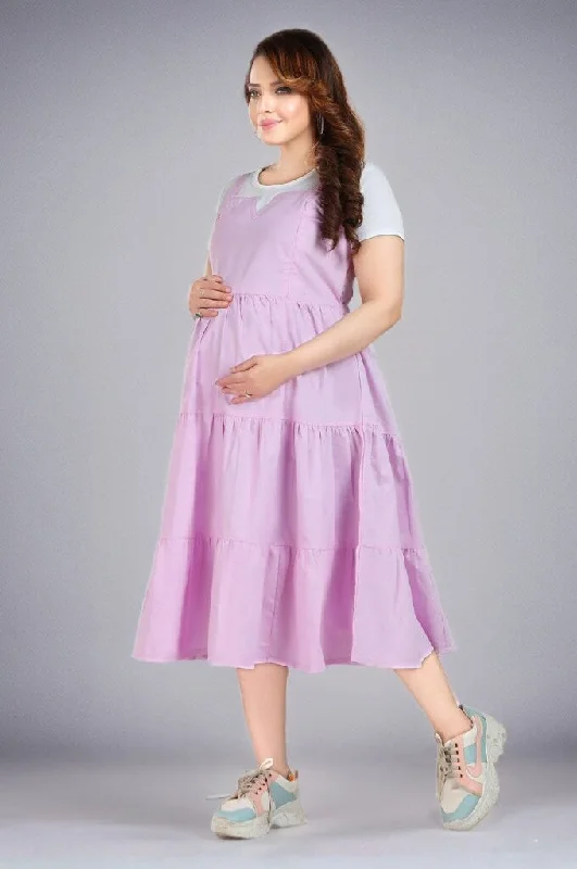 Lilac Pinafore Tiered Feeding Dress Long unclassified dresses