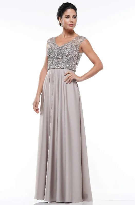 Marsoni By Colors - MV1002 Beaded Bodice Flowy A-line Dress Date night unclassified dresses