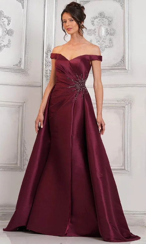 Marsoni by Colors MV1310 - Off Shoulder Front Slit Formal Gown Satin unclassified dresses