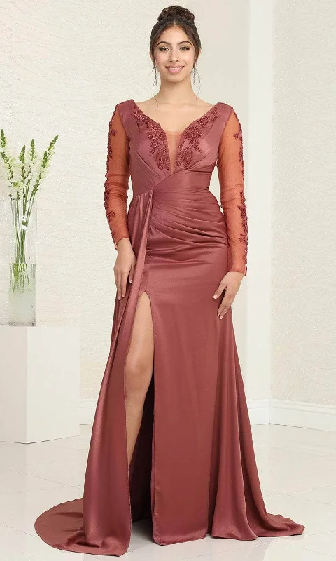 May Queen MQ2008 - V-Neck Draped Evening Dress Bodycon unclassified dresses