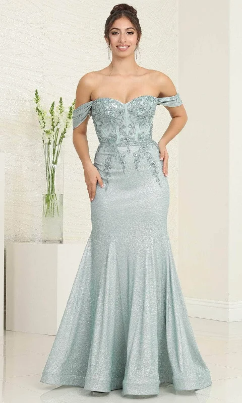 May Queen MQ2104 - Applique  Off Shoulder Prom Dress Long sleeve unclassified dresses