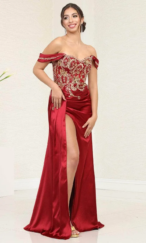 May Queen RQ8055 - Draped Cap Sleeve Prom Gown Designer unclassified dresses