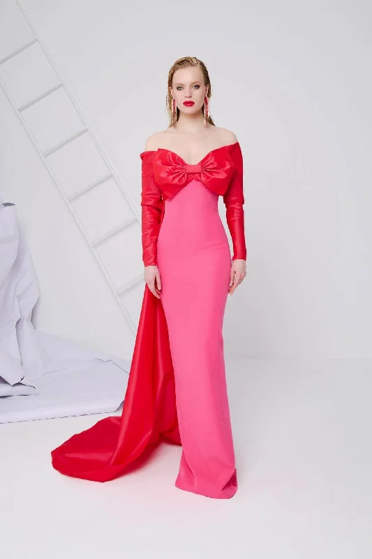 MNM Couture N0565A - Off Shoulder Column Evening Gown Breathable unclassified dresses