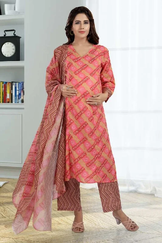 Pink Feeding Kurta Dupatta Set Tiered unclassified dresses