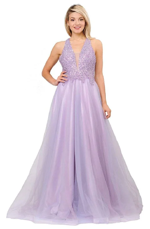 Poly USA 8412 - Beaded Deep V-Neck Ballgown Date night unclassified dresses